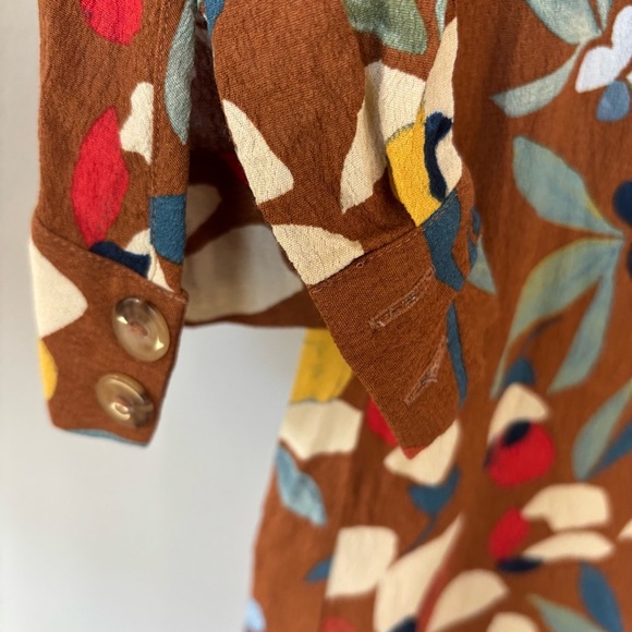 Sezane Vic Midi Dress in Brown Floral Design Size 34/2 - Picture 11 of 13